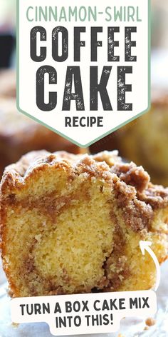 Easy coffee cake recipe using box cake mix Lausd Coffee Cake, Cake Mix Coffee Cake, Easy Coffee Cake, Cinnamon Cake Recipes, Boxed Cake Mixes Recipes, Cake Mix Desserts, Cinnamon Coffee Cake