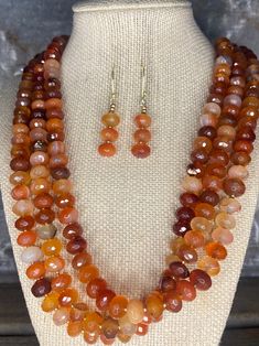 Orange Brown Natural Carnelian Gemstone Necklace 14 K Dangle - Etsy Fall Jewelry Trends, Unique Handmade Earrings, Its Fall, Carnelian Necklace, Brown And Orange, Brown Necklace, Bridal Fashion Jewelry, Beaded Lanyards, Stone Beaded Necklace