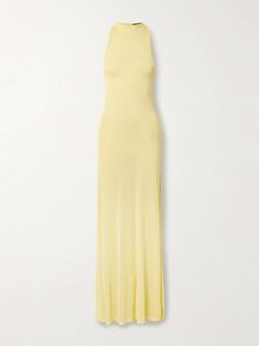 Jacquemus Sheer Dress, Yellow Black Tie Dress, Butter Yellow Dress, Farfetch Dress, Jacquemus Clothes, Haldi Dresses, Dress Midi Casual, Pale Yellow Dress, Pale Yellow Dresses