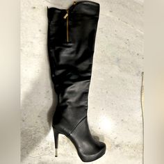 This Sexy Boot Is Over-The-Knee With Full Zipper. Platform Is 1” And Heel Is 4.5”. Heads Will Turn. Not Available In Stores. Made With Soft Faux Leather. You Need This In Your Closet. Party Heeled Boots With 4-inch Heel In Faux Leather, Faux Leather Heels With Zipper Closure, Faux Leather Fitted Heels With Zipper Closure, Fitted Faux Leather Heels With Zipper Closure, Chic Round Toe Heeled Boots For Club, High Heel Leather Boots For Club, Leather High Heel Boots For Club, Chic Synthetic Heeled Boots For Night Out, Fitted Leather Heels With Zipper Closure