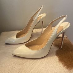 Christian Louboutin Slingback Heels. Size 8.5 Heel Is 4 Inches Slingback Heels, Patent Leather Heels, Slingback Heel, Louboutin Shoes, Christian Louboutin Shoes, Shoes Women Heels, Patent Leather, Christian Louboutin, Shoes Heels