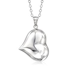 Ross-Simons - Sterling Silver Puffed Heart Pendant Necklace. 18". Shining so bright, this sterling silver puffed heart pendant necklace is perfectly classic and ready to be styled into your everyday accessories. Suspends from a cable chain. Lobster clasp, sterling silver puffed heart pendant necklace. Puffed Heart, Fine Jewelery, Everyday Accessories, Heart Pendant Necklace, Cable Chain, Heart Pendant, Pendant Jewelry, Lobster Clasp, Cable