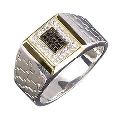 Daniel Steiger Puzzle Men's Ring White Gold Signet Ring With Diamond Cut Cubic Zirconia, White Gold Diamond Cut Cubic Zirconia Signet Ring, Modern Cubic Zirconia Signet Ring With Brilliant Cut, Luxury Cubic Zirconia Signet Ring With Polished Finish, Modern Cubic Zirconia Rings With Pave Setting, Modern Silver Signet Ring With Prong Setting, Modern White Gold Signet Ring With Cubic Zirconia, Diamond White Cubic Zirconia Signet Ring With Prong Setting, Fine Jewelry Cubic Zirconia Signet Ring With Polished Finish