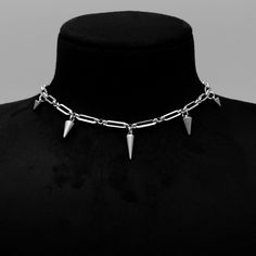 Spiky gothic style paperclip choker necklace in silver Silver Chain Choker Necklace, Edgy Silver Link Jewelry, Silver Punk Style Jewelry Chain, Silver Punk Jewelry With Chain, Punk Style Silver Chain Jewelry, Edgy Silver Chain Necklace With Lobster Clasp, Silver Punk Style Chain Necklace Gift, Silver Punk Chain Necklace Gift, Silver Punk Chain Necklace For Gift