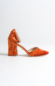 ORANGE VELVET SHOES, ORANGE WEDDING SHOES, ORANGE SHOES, ORANGE HIGH HEELS, ORANGE BLOCK HEELS, ORANGE BRIDAL SHOES, ORANGE HEELS

As Eleanor Louise, we stand out with our Orange heeled shoes that combine style and comfort. Specifically designed for brides, these shoes are crafted with high-quality materials.
• Completing your style and boosting your confidence is the most elegant way! Orange Velvet 3.15-inch (8 cm) high-heeled shoes offer elegance and chicness with every step. Orange Heels With Heel Loop For Evening, Orange Evening Heels With Heel Loop, Orange Low Heel Strap Heels, Orange Low Heel Heels With Heel Strap, Orange Low Heel Shoes With Strap, Orange Low Heel Shoes With Heel Strap, Orange Closed Toe Heels With Wrapped Heel, Orange Closed Toe Heels With Padded Heel, Orange Low Heel Party Heels