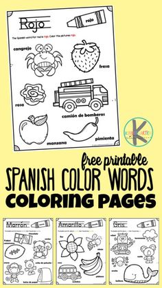 spanish coloring pages for kids with pictures of different things