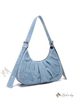 Bird in Bag - Fashionable Denim Pleated A-Line Skirt Trendy Blue Denim Skirt, Trendy Denim Blue Skirt, Trendy Denim Skirt, Trendy Everyday Denim Skirt With Pockets, Denim Bags, Style Preppy, Denim Bag, Bird In Bag, Bag Straps