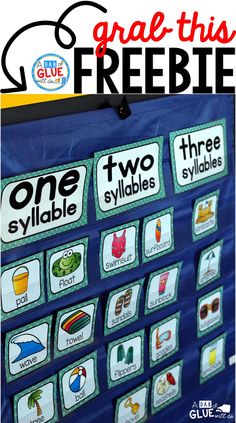 a blue and white poster with words that say summer sylabe sort pre - k