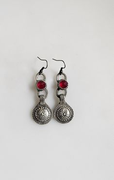 Beautiful Afghan Kuchi earrings, they measure about 2.5 inches long including ear wires. #S5335 They each weigh around 4.8 grams. Metal Drop Earrings For Pierced Ears, Bohemian Metal Earrings With French Hook, Bohemian Drop Earrings With French Hook, Red Metal Drop Earrings, Red Metal Dangle Earrings, Bohemian French Hook Drop Earrings, Long Drop Metal Chandelier Earrings With Ear Wire, Long Drop Metal Chandelier Earrings, Nickel-free Round Teardrop Earrings