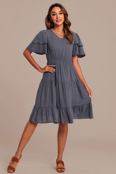 Summer Flowy Tiered Dress With Ruffle Sleeves, Summer Tiered Dress With Flowy Ruffle Sleeves, Flowy Tiered Dress With Ruffle Sleeves For Summer, Flowy Midi Dress With Ruffle Sleeves For Summer, Flowy Summer Midi Dress With Ruffle Sleeves, Summer Flowy Midi Dress With Ruffle Sleeves, Summer Tiered Dress With Ruffle Sleeves For Vacation, Summer Midi Dress With Flutter Sleeve And Ruffle Hem, Spring Tiered Dress With Flutter Sleeves