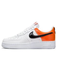 (WMNS) Nike Air Force 1 '07 ESS 'White Black Orange' DJ9942-103 (AF1/SNKR/Skate/Casual/Women's/Classic) Black Nike Air Force 1, Black Nike Air Force, Nike Air Force 1 07, Black Nike, Nike Air Force 1, Black Orange, Air Force 1, Nike Air Force, Black Nikes