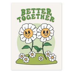 PRICES MAY VARY. RETRO POSTER - Spruce up your wall with this Flower retro aesthetic wall art print. Featuring a fun, nostalgic 60's and 70's style retro character and sharing a positive message - Better Together CUTE ROOM DECOR - Unique posters make a great additional to any apartment bedroom, bathroom, office, dorm, or living room decor. Add a fun vintage vibe to your space with our trendy poster for bedroom. FLOWER POSTER - Fun poster to add to kids rooms! PREMIUM PRINTS - Poster measures 12x ポップアート ポスター, Cute Room, Happy Hippie, Cafe Art, 카드 디자인, Cartoon Flowers, Unique Poster, Dessin Adorable, Cute Room Decor