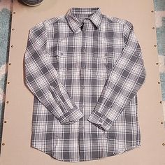 Falls Creek Men's Button-Down Size Small Nwt Classic Button-up Flannel Shirt With Snap Buttons, Classic Collared Flannel Shirt With Snap Buttons, White Cotton Flannel Shirt With Button Closure, White Button-up Flannel Shirt, Casual White Flannel Shirt With Button Closure, Classic White Button-up Flannel Shirt, Mens Plaid Flannel, Olive Green Shirt, Green Plaid Shirt