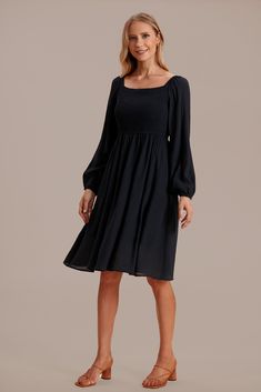 Black Long Sleeve, Square Neck, Smocking, Midi Dress, Square, Long Sleeve, Quick Saves, Black