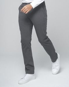 Everyday Straight Fit Pants With Straight Hem, Slim Fit Casual Dress Trousers, Slim Fit Casual Dress Pants, Versatile Tapered Leg Dress Pants With 4-way Stretch, Comfort Stretch Straight Dress Pants For Business Casual, Versatile 4-way Stretch Tapered Leg Dress Pants, Casual Slim Fit Ankle-length Bottoms, Fitted Straight Leg Gray Chinos, Casual Pants With Comfort Waistband And Straight Hem