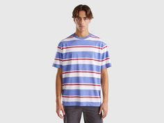 Midweight pure cotton t-shirt yarn dyed stripes. Round neck and short sleeves. Relaxed fit, casual style and maximum comfort. Dungaree Skirt, Organic Cotton Clothing, Chino Jeans, Jean Accessories, Girl Inspiration, Striped T Shirt, T Shirt Yarn, United Colors Of Benetton, Sweatshirt Shirt