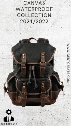 Each bag & backpack is handmade using only high-quality vintage leather & canvas, and is 100% 𝘄𝗮𝘁𝗲𝗿𝗽𝗿𝗼𝗼𝗳! 💧❌ 𝟏𝟎% 𝙊𝙁𝙁 - Use CODE: NewGent when checking out! Best Hiking Backpacks, Canvas Backpacks, Retro Backpack, Canvas Rucksack, Adventure Backpack, Men's Vintage Style, Leather Backpacks, Vintage Backpacks, Leather Rucksack