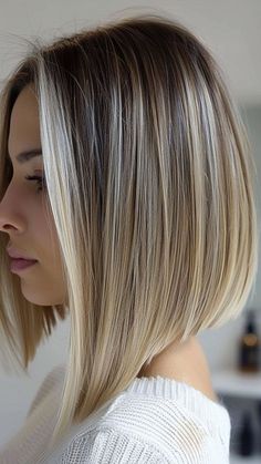 Hair Long Bob Blonde, Slightly Inverted Bob, Graduated Bob Haircuts Long, Bob Haircut Long Face, Inverted Blonde Bob, Bob Haircut 2024, Long Inverted Bob Hairstyles, Medium Length Bob Hairstyles, Medium Bob Hair