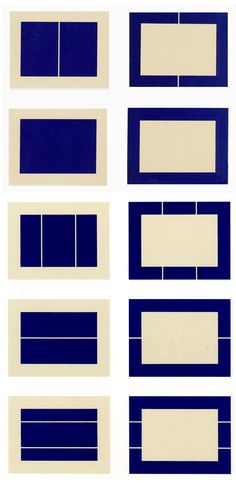 several different blue and white frames are arranged in the shape of rectangles on a white background