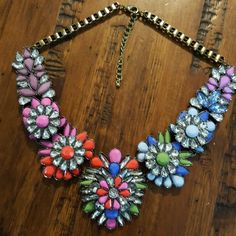 Colorful Rhinestone And Glass Necklace. Never Worn. Pink Jeweled Rhinestone Necklace For Party, Pink Rhinestone Jeweled Necklace For Parties, Multicolor Rhinestone Necklace With Jewels, Costume Jewelry, Multicolor Rhinestone Necklace Costume Jewelry, Multicolor Rhinestone Costume Necklace, Multicolor Crystal Rhinestone Costume Necklace, Pink Jeweled Rhinestone Costume Necklace, Multicolor Crystal Rhinestone Necklace, Pink Rhinestone Jeweled Costume Necklace