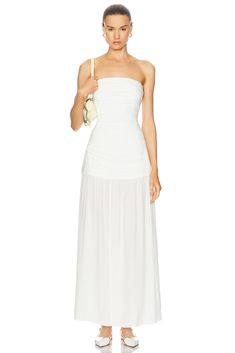 Find SER.O.YA Gardenia Maxi Dress In White on Editorialist. SER.O.YA Gardenia Maxi Dress in White 83% viscose 17% nylon. Made in China. Dry clean only. Partially lined. Hidden side zipper closure. Texturized crepe fabric. SOYA-WD154. 3968-17. About the designer: Fitted Pre-draped Maxi Dress For Summer, Summer Pre-draped Midi Dress With Fitted Bodice, Spring Pre-draped Fitted Maxi Dress, Off White Midi Dress For Summer Cocktail, Off White Cocktail Midi Dress For Summer, Summer Midi Dress With Fitted Bodice And Pre-draped Style, Off White Midi Dress For Cocktail In Summer, Off White Summer Cocktail Midi Dress, Summer Cocktail Midi Dress In Off White