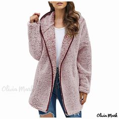 Olivia Mark - Fleece Casual Solid Color Hooded Zipper Sweater Plush Hoodie, Stylish Winter Coats, Blazer Casual, Polo Long Sleeve, Stylish Sweaters, Collar Cardigan, Hipster Fashion, Fleece Coat, Cardigan Fashion