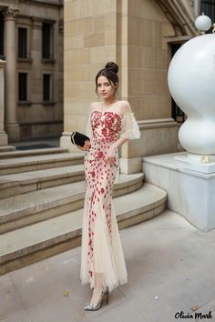 Olivia Mark - Elegant and Glamorous Mermaid Evening Gown: Perfect for Hosts and Special Events Wedding Evening Gown, Mermaid Evening Gown, Fish Tail, Bubble Sleeve, Sleeves Clothing, Home Dress, Mermaid Fashion, Wedding Dress Styles, Evening Gown