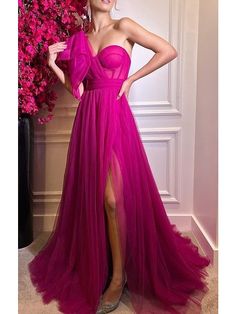 Tulle Prom Dress Long, Haine Diy, Pleated Tulle, Elegant Prom, Elegant Prom Dresses, Evening Gown Dresses, A Line Prom Dresses, Tulle Prom Dress, Glam Dresses