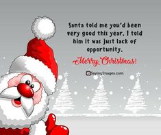 santa claus is holding up his hand with the words merry christmas written below him on it