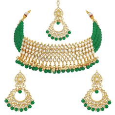 PRICES MAY VARY. DIMENSIONS: Necklace Length -24 Cm x Width - 4.5 Cm, Earring Height -7 Cm x Width - 5 Cm, Maang Tikka Length - 18.7 cm x Width - 5 cm, Weight - 134.66 gms Brand: At Aheli, we have been recreating the exquisite treasure of Indian Heritage Jewelry and making it available to our customers globally to retain the traditional Indian culture and ethnicity. Packaged in elegant branded boxes with extra stones and ear push, we ensure the best is delivered to you and your loved ones at an Maang Tikka With Earrings, Kundan Jewellery Set, Earrings Necklace Set, Kundan Jewelry, Ear Chain, Heritage Jewellery, Maang Tikka, Silver Jewelry Earrings, Bollywood Jewelry