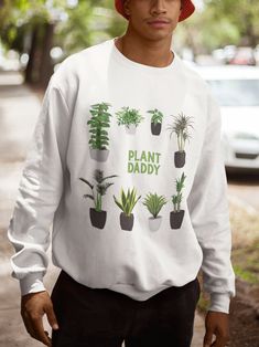 Plant Daddy Sweatshirt - Botanical Sweater Plant Daddy Crewneck Gift For Men Indie Clothes Gift for Him Plant Dad Gift Plant Shirt For Men HOW TO ORDER ➀ Select color ➁ Select the size (Refer to size chart) ➂ Add to cart ✦ All models are wearing one size larger than their regular size for an oversized fit. DETAILS ✦ 50% Cotton 50% Polyester ✦ Crew neckline ✦ Direct to garment printing - no vinyl, decal, or iron-on technique ✦ Our designs are printed on the garment to last a long time and may not White Graphic Print Sweatshirt For Father's Day, Father's Day White Graphic Print Sweatshirt, Father's Day Casual Graphic Sweatshirt, Casual Graphic Print Sweatshirt For Father's Day, Crew Neck Cotton T-shirt With Plant Details, Cotton Crew Neck T-shirt With Plant Details, Father's Day Long Sleeve Relaxed Fit Sweatshirt, Cotton Crew Neck T-shirt With Plants, Father's Day Cotton Crew Neck Sweatshirt