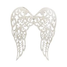 white angel wings with intricate designs on them