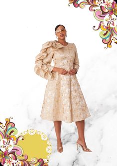 Chancele 9724 champagne gold brocade dress Beige A-line Long Sleeve Dress For Spring, Spring Party Long Sleeve Dress With Ruffles, Fitted Long Sleeve Mini Dress For Dress-up, Elegant Long Sleeve Dress With Ruffles For Spring, Spring Long Sleeve Dress With Ruffles, Fitted Midi Long Sleeve Dress With Ruffles, Fall Wedding A-line Dress, Long Sleeve Ruffled Dresses For Dress-up, Fitted Long Sleeve Dresses For Dress-up Occasions