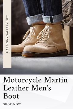 Step into timeless style with the Retro British Casual Motorcycle Martin Leather Men's Boots. Crafted from durable leather, these boots feature a classic design perfect for the modern biker or casual enthusiast. Combining comfort with rugged style, they are an essential addition to any wardrobe. Elevate your look with these versatile boots from HarmonyGallery!

#MotorcycleBoots #LeatherFootwear #CasualStyle #MartinBoots #BritishDesign #RuggedFashion #HarmonyGallery Leather Martin Boots With Reinforced Toe For Outdoor, Leather Martin Boots With Reinforced Toe For Outdoor Activities, Winter Biker Work Boots For Outdoor, Winter Biker Style Work Boots For Outdoor, Leather Biker Martin Boots For Winter, Rugged Round Toe Work Boots For Motorcycling, Rugged Work Boots For Motorcycling With Round Toe, Winter Leather Biker Work Boots, Winter Leather Motorcycle Boots