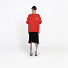 Oversized Balenciaga logo printed T-shirt VERMILLON Jersey Design, Oversized Tshirt, Balenciaga, Print T Shirt, Short Sleeve Dresses, Normcore, Online Store, For Women