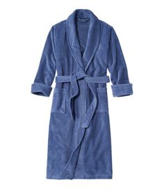 Perfect right out of the shower or any time, this spa-quality robe is incredibly plush on the outside with soft, absorbent terry texture on the inside. Falls below calf - 48¾" from high point shoulder. Relaxed Fit: Our most generous fit sits farthest from the body. In the most comfortable blend of 90% cotton and 10% polyester. Machine wash and dry. Locker loop for easy hanging. Shawl collar. Removable tie belt at waist. Front patch pockets. Imported. | Women's Soft Plush Terry Robe, Cotton Blend Plush Robes, Terry Robe, Plush Robe, Kids Outerwear, Womens Robes, Sleepwear Robe, High Point, Sleepwear Women, Shawl Collar