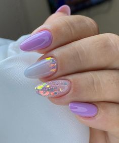 Speak Now Nail Ideas, Glitter And Flower Nails, Elegant Purple Nails, Aquarius Birthday Nails, Holo Glitter Nails, Graduation Nails, Classy Nails, Chic Nails, Short Acrylic Nails