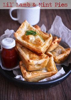 there are waffles on the plate with ketchup