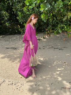 Maya Maxi Kaftan - when you are in the mood to truly relax but still look stunningly stylish and feminine, Maya Maxi kaftan dress is what you need. Soft and sensuous with a beautiful drape, this long tie and dye kaftan style maxi dress will flatter your curves like no other dress can. Versatile Dress This versatile boho kaftan can be worn anywhere, any time, and for any casual occasion. It looks equally at home whether it is the beach, the patio, or the poolside. It works wonderfully as a cover Chic Pink Kaftan For Beach Cover-up, Festive Maxi Dress For Vacation, Chic Floor-length Kaftan For The Beach, Chic Floor-length Beach Kaftan, Elegant Long Kaftan For Beach Season, Elegant Floor-length Beach Dress, Festive Beach Kaftan With Kimono Sleeves, Flowy Floor-length Beach Dress, Chic Floor-length Kaftan For Vacation