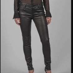 Elevate Your Casual Look With These Nwt Robert Graham Stretch Leather Khloe Pant Jeans In Black, Size 10. These Pants Feature A High-Rise Waistline With A Flat Front And Straight Leg Style. The Edgy, Biker, And 90s Theme Is Perfect For Those Who Want To Add A Touch Of Personality To Their Wardrobe. The Pants Are Made Of Leather With A Solid Pattern And Feature A Belt Accent. The Closure Includes Both Zip And Button Options. The Pants Have A 28-Inch Inseam And Are Dry Clean Only. These Pants Are Luxury Leather Pants For Fall Night Out, Elegant Stretch Leather Pants For Evening, Elegant Fitted Leather Pants With Pockets, Elegant High Rise Pants For Fall, Elegant Leather Trousers For Night Out, Elegant Leather Pants For Night Out, Elegant High Rise Pants For Party, Elegant Fitted Leather Pants, Elegant Fitted Leather Pants For Night Out