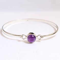 Purple Amethyst Round Shape Gemstone Bangle Bracelet  - 925 Sterling Silver Handmade Women Designer Bracelet Jewelry length 7.5" - ab0327MATERIAL - 925 STERLING  SILVERBRACELET SIZE-  7.5"  STONE - Amethyst STONE SHAPE - RoundSTONE SIZE  - 9 X 9 MMBRACELET WEIGHT - 8 GRAMS Elegant Sterling Silver Round Amethyst Bracelet, Elegant Round Amethyst Sterling Silver Bracelet, Sterling Silver Cuff Bracelet With Natural Stones, Elegant Round Amethyst Crystal Bracelet, Adjustable Gemstone Bangle For Formal Occasions, Elegant Amethyst Bracelet, Formal Silver Amethyst Bracelet, Sterling Silver Bangle Bracelet With Natural Stones, Classic Amethyst Bracelets