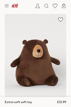 a brown teddy bear sitting in front of a white background with the caption extra soft toy $ 12 99