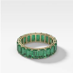 Green Emerald Emerald Cut Eternity Band | Good Stone - GOODSTONE Carat Comparison, Emerald Cut Eternity Band, Emerald Eternity Band, Sapphire Eternity Band, Emerald Band, Engagement Ring Prices, Side Stone Engagement Ring, Ring Stack, Cushion Cut Diamonds