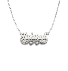 "This Necklace is a great present for everyone! It's a customized necklace. You can add name or any word. The necklace is going with rolo chain (16\", 18\", 20\"). The approximate weight is: - 6gr in Large size - 5gr in Small size The nameplate necklace available in 2 sizes: - 45mm (1.75\") length x 17mm (0.60\") height - 35mm (1.30\") length x 15mm (0.50\") height  Order this perfect personalized necklace today!" Anniversary Nameplate Charm Necklace, Personalized Sterling Silver Name Necklace For Anniversary, Personalized White Gold Nameplate Necklace, Engraved Custom Nameplate Necklace For Anniversary, Silver Heart Nameplate Necklace With Custom Name, Silver Heart Nameplate Necklace, Silver Custom Name Heart Necklace, Silver Nameplate Heart Necklace, Silver Heart Necklace With Custom Name Nameplate