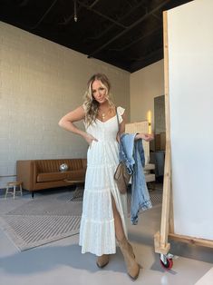 Sully Gal Maxi Dress Ivory Layered Maxi Dress, Country Concert Outfit, La Fashion, Color Ivory, Concert Outfit, Bra Sizes, Model Measurements, Spring Outfits, Summer Outfits