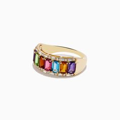 Mosaic 14K Yellow Gold Multi Gemstone and Diamond Ring Multicolor 14k Gold Jewelry With Gemstone Accents, 14k Gold Multicolor Gemstone Jewelry, Yellow Gold Rings With Rectangular Accent Stones, Multicolor 14k Gold Jewelry With Multi-stone, Multi-stone 14k Gold Gemstones For Anniversary, 14k Yellow Gold Multi-stone Gemstones, 14k Gold Multi-stone Gemstones For Anniversary, Yellow Gold Gemstones For Anniversary, Multi-stone 14k Yellow Gold Birthstone Ring