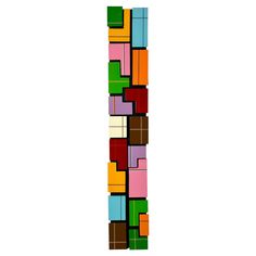 the letter i is made up of colorful squares and rectangles in different colors