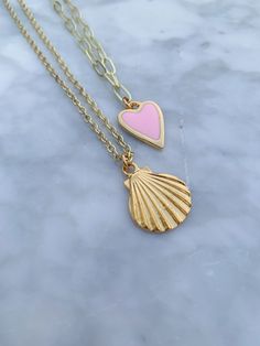 preppy gold simple stackable pink heart  On gold chain! Trendy Gold Plated Heart Charm Necklaces, Trendy Gold Plated Heart Charm Necklace, Trendy Gold Charm Necklaces For Valentine's Day, Trendy Gold Plated Heart Necklace With Heart Charm, Trendy Gold Jewelry With Heart Beads, Pink Gold-plated Jewelry With Adjustable Chain, Pink Gold Plated Jewelry With Adjustable Chain, Trendy Pink Gold Plated Jewelry, Trendy Pink Gold-plated Jewelry