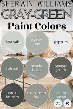 the color scheme for gray and green paint colors is shown in this graphic style, which includes