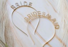 Silver and Gold Bride and Bridesmaid Tiaras Plastic and rhinestone Bride and Bridesmaid Tiaras in Gold and silver  Head Band is a one size fits all head band with 1" (Inch) Tall Lettering that is .6" (Inch) Wide. Make sure to gently stretch out your tiara before wearing to avoid tightness  Super cute and subtle for any bachelorette party, bridal shower, or even wedding day accessories Please choose color for your Bride Headband and color for your bridesmaid headbands. Adjustable Rhinestone Hair Accessories For Weddings, Wedding Hair Accessories With Rhinestones, Adjustable Rhinestone Headband For Wedding, Adjustable Rhinestone Bridal Accessories, Adjustable Bridal Accessories With Rhinestones, Wedding Headband With Rhinestones, Rhinestone Headband For Wedding, Bride Headband Bachelorette, Bachelorette Headband